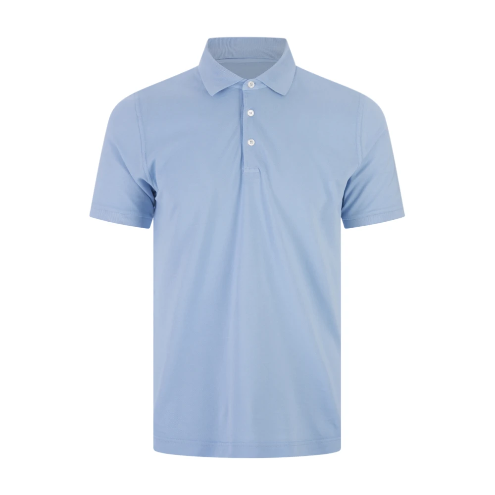 Fedeli Blauw Polo Shirt Korte Mouw Blue Heren