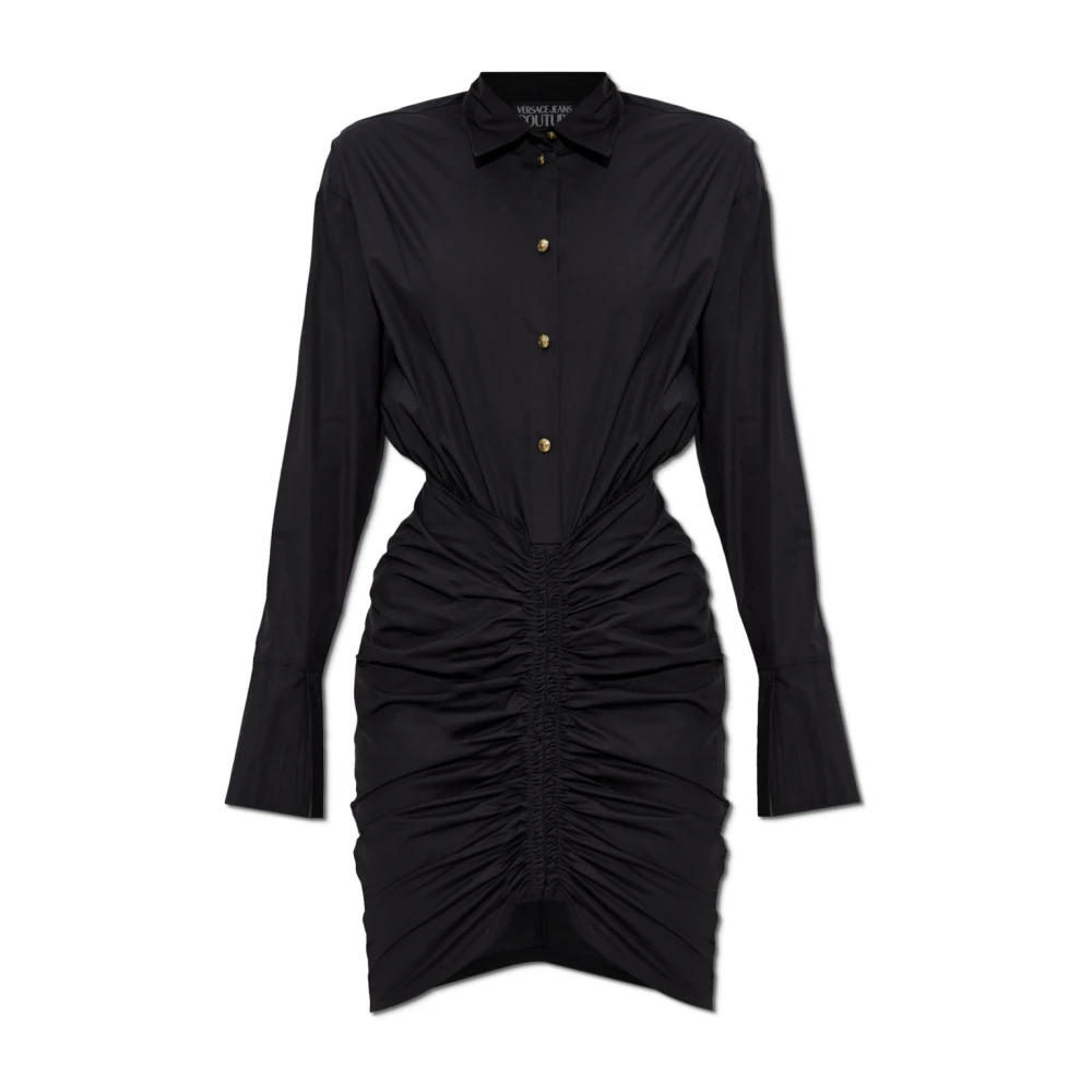 Versace Jeans Couture Jurk met voorpand drapering Black Dames
