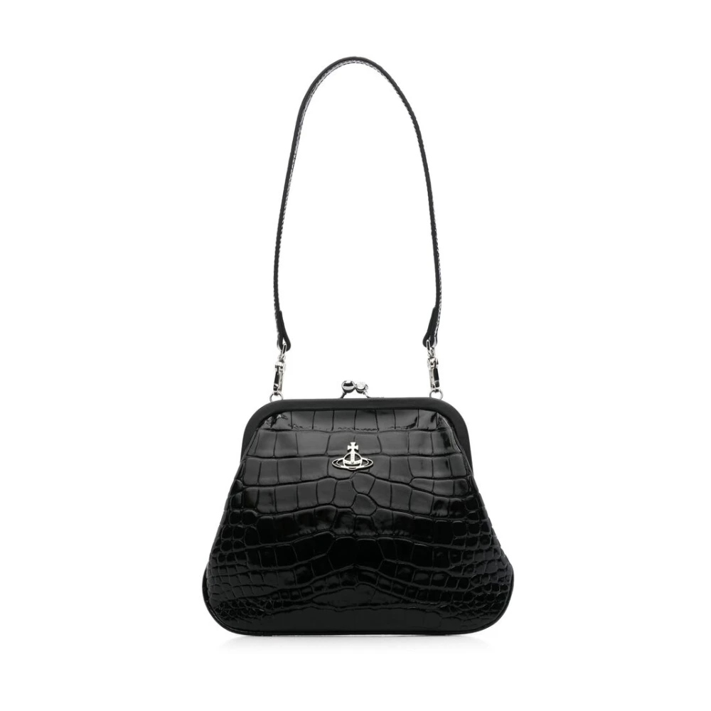 Vivienne Westwood Zwarte Kiss-Lock Handtas met Handtekening Orb Black Dames
