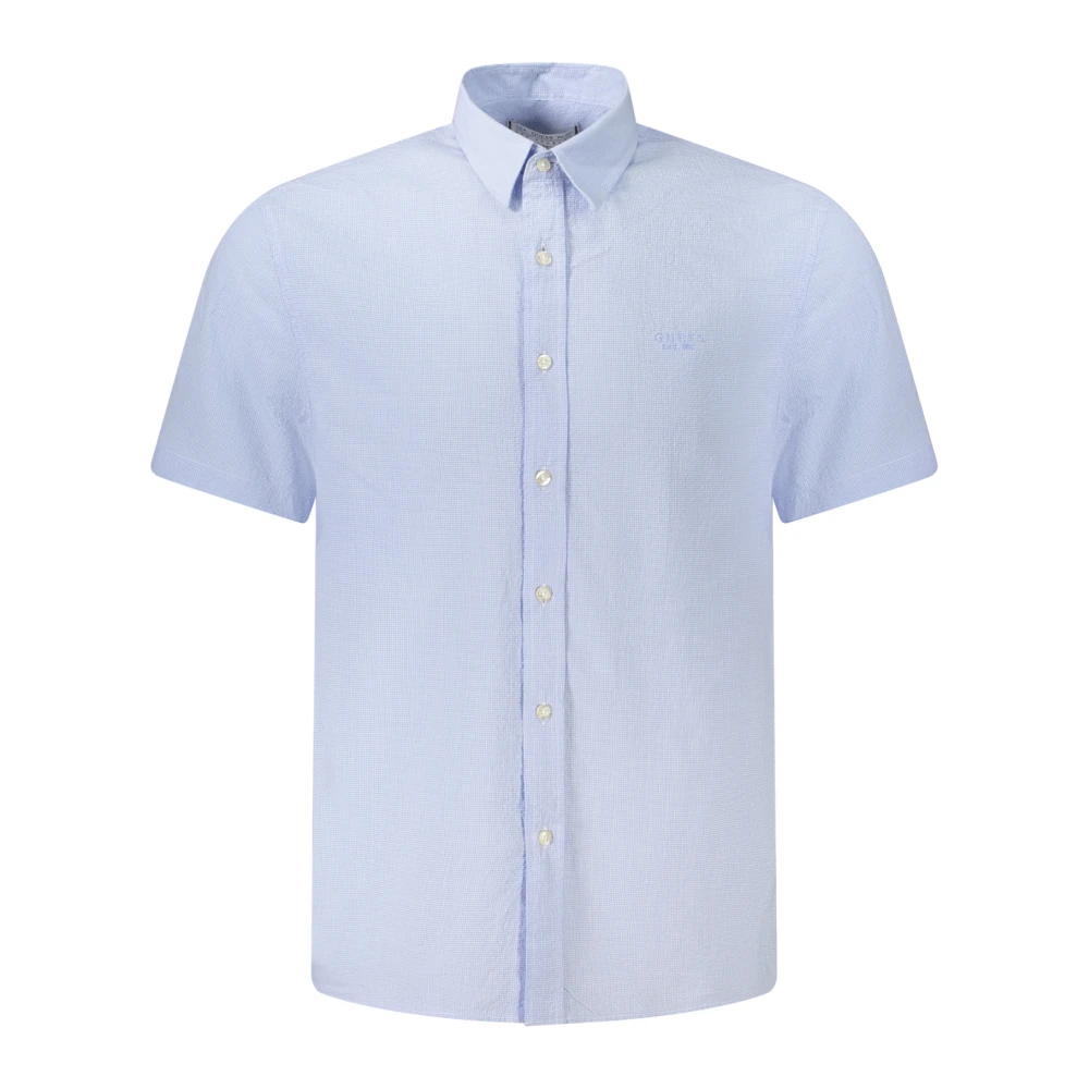 Guess Checked Short Sleeve Shirt - Male - Short Sleeve Shirts - Blue - M - Shirts