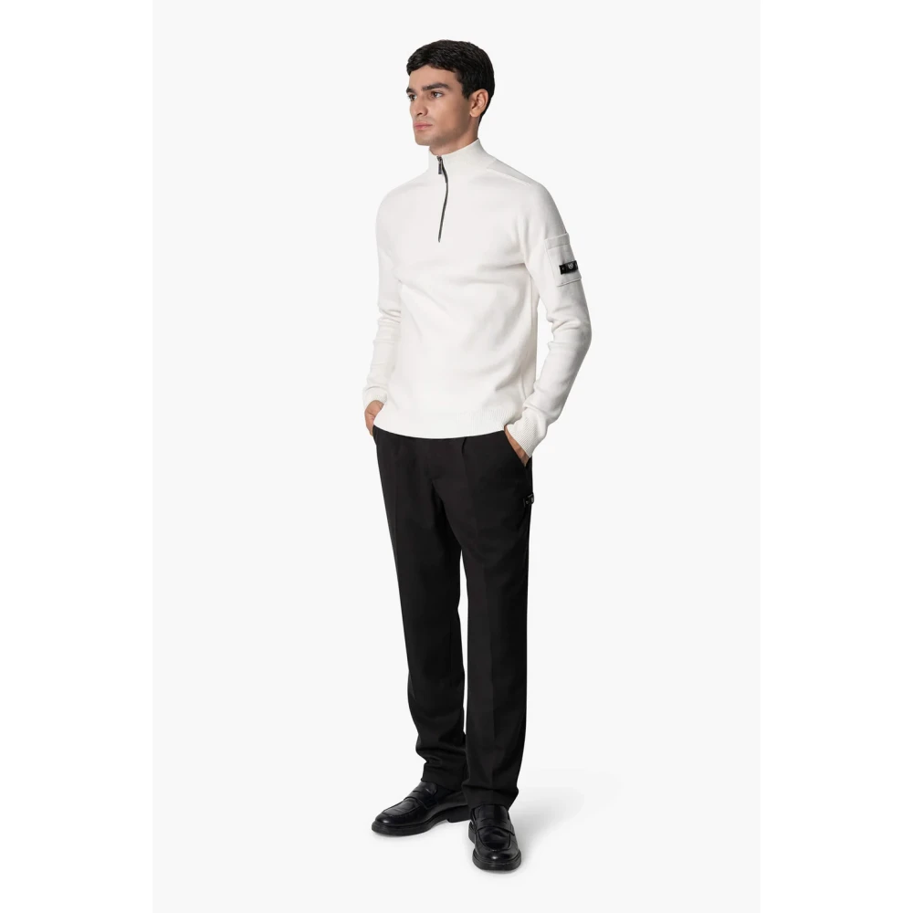 Quotrell Vit Stickad Halfzip Tröja Herr White, Dam