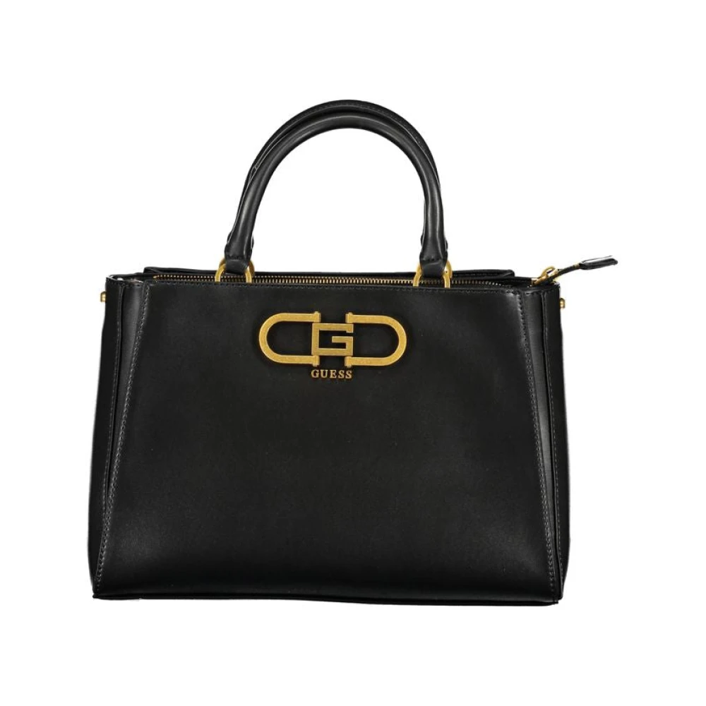 Guess Zwarte polyethyleen handtas met verstelbare schouderband en meerdere compartimenten Black Dames