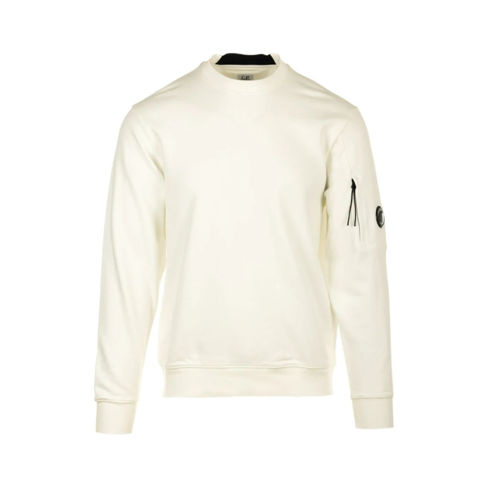 C.P. Company Heren Sweatshirt. Geborduurd logo. Zacht interieur. White Heren