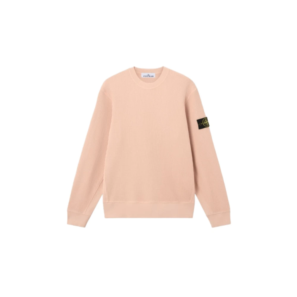 Stone Island Men's Pink Cotton Waffle Fleece Sweatshirt