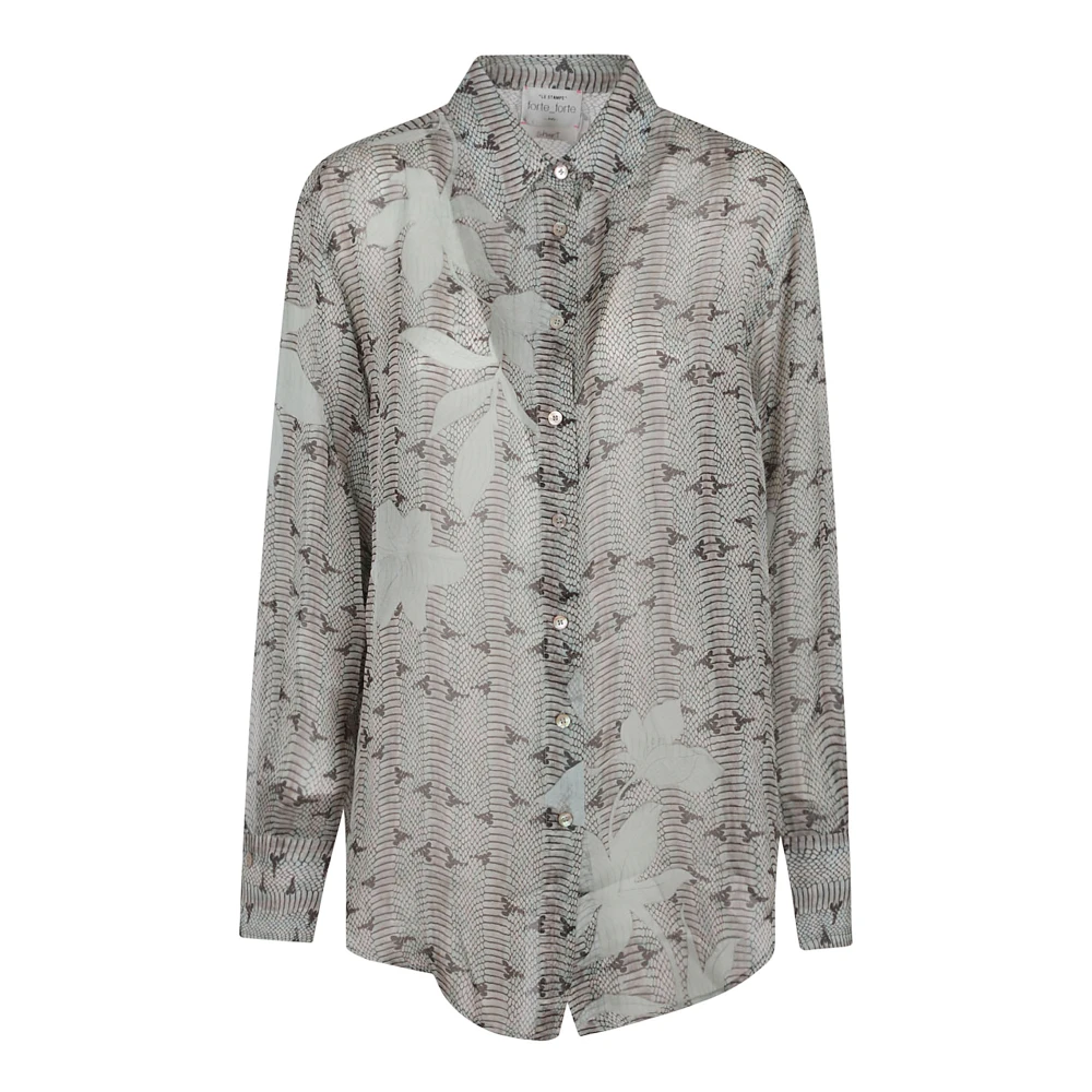 Forte Grijze Button-Up Shirt met Box-Pleat Detail Gray Dames