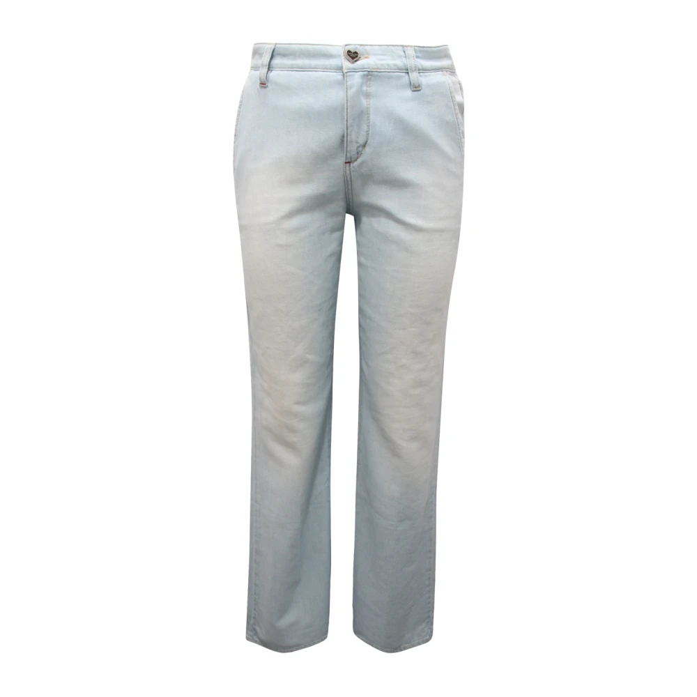 Twinset Women's Blue Straight Fit Jeans, W26, Wide Leg Trousers Made In Italy