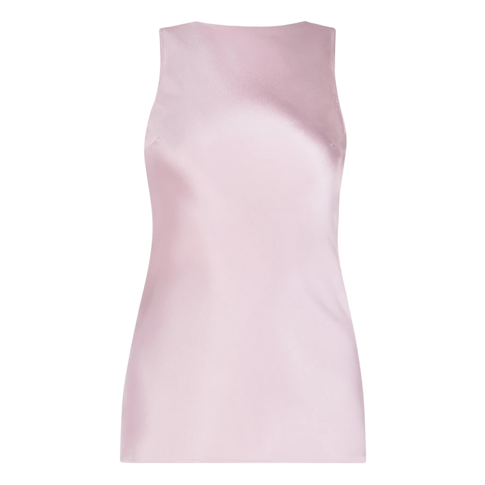 Nina Ricci Femme Violet Tops, Taille: 34 Fr Halterneck Drapped Silk Satin Top