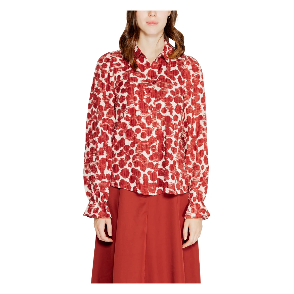 Vero Moda Rode Bedrukte Overhemd met Lange Mouwen Red Dames