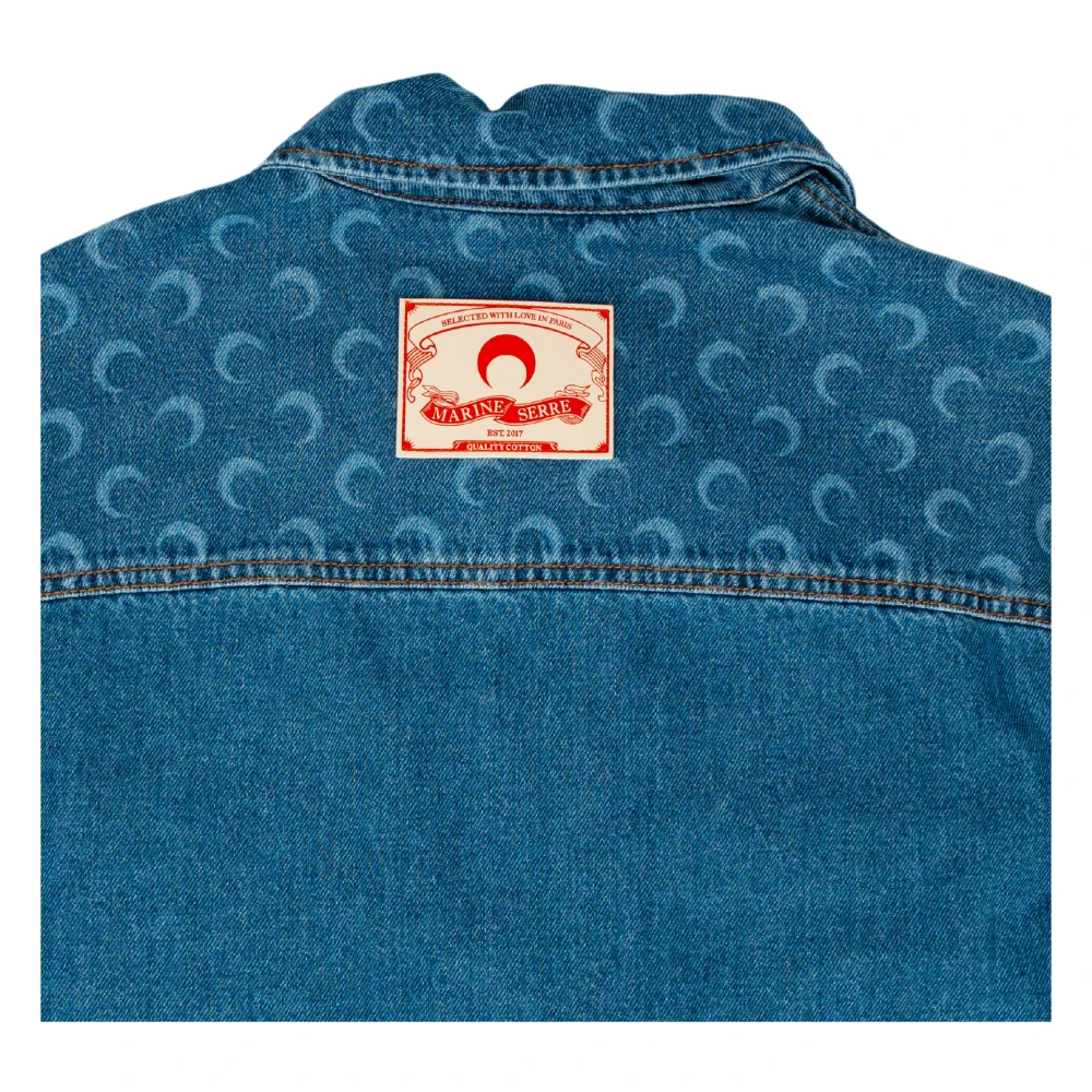 Marine Serre Denim Moon Laser Overshirt Blue Heren