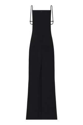 robe-noire-dos-nu-drapee-avec-logo