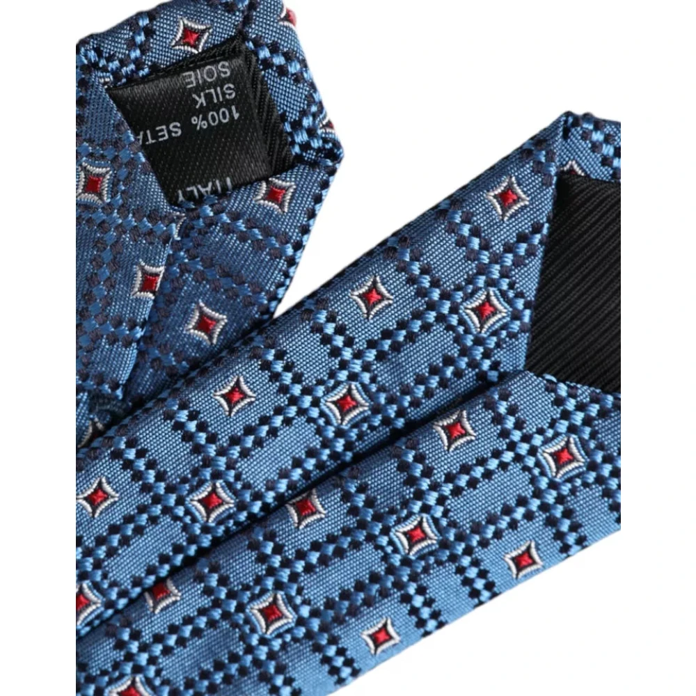 Dolce & Gabbana Blauw patroon zijden verstelbare herenstropdas Blue Heren