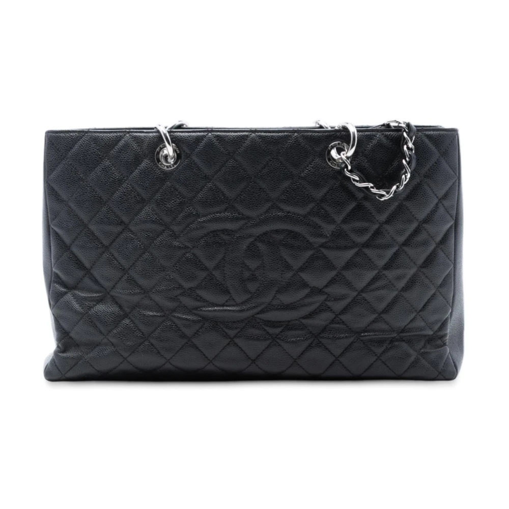 Chanel Vintage Women's Black Pre-Owned Quilted Tote Bag