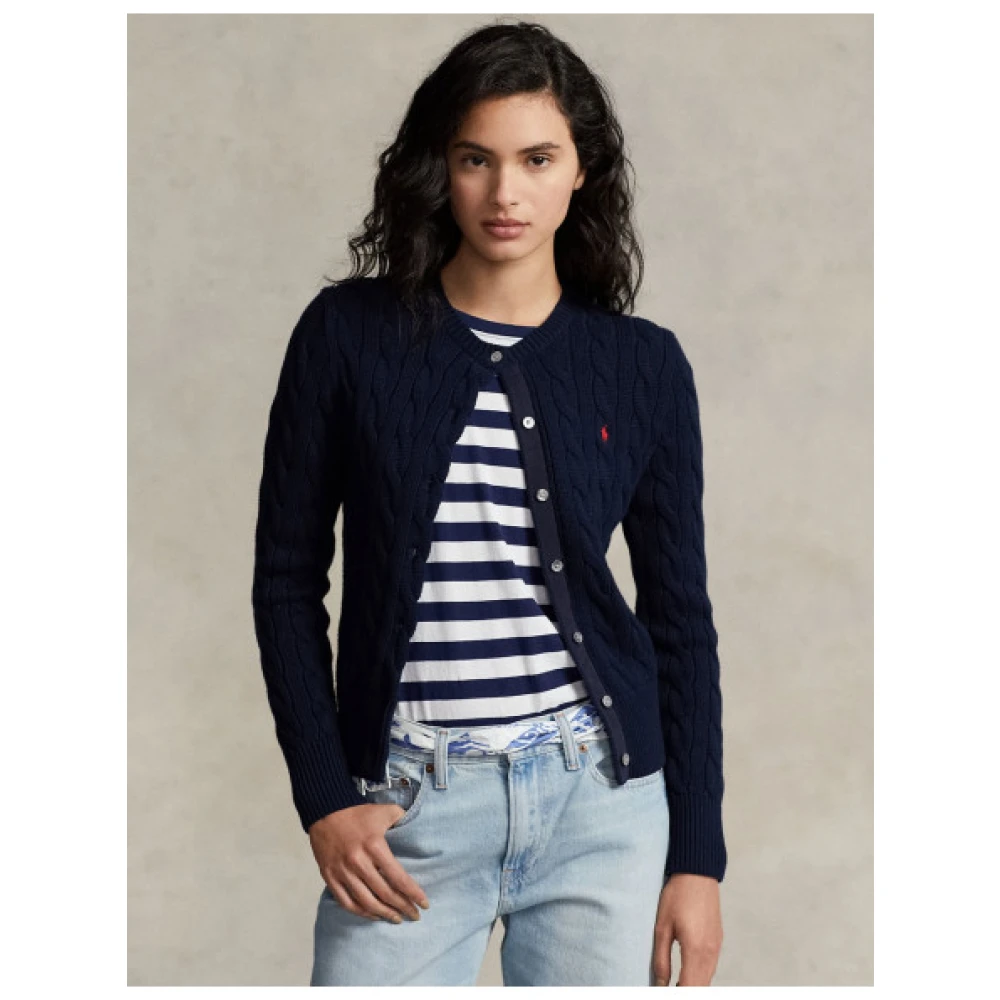 Polo Ralph Lauren Gebreide katoenen cardigan Blue Dames