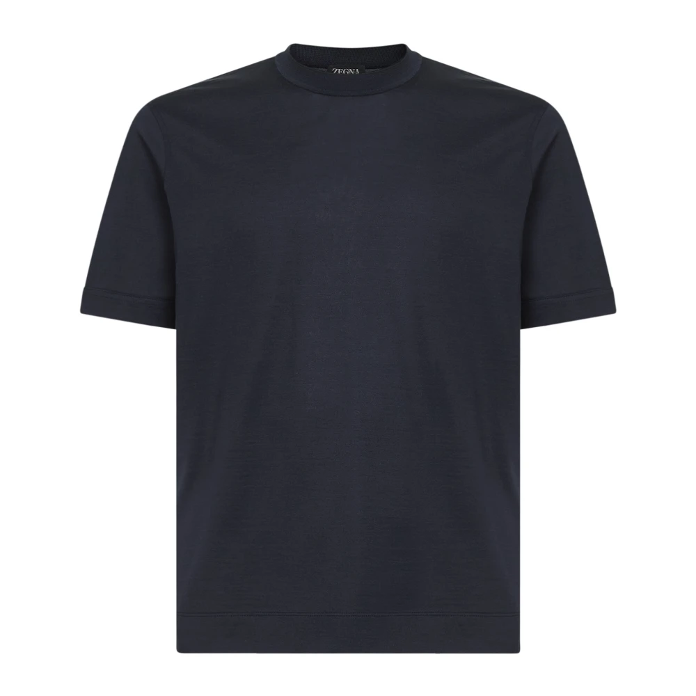 Zegna Men's Blue T-Shirts, 2XL, Cotton And Silk Crew-Neck T-Shirt