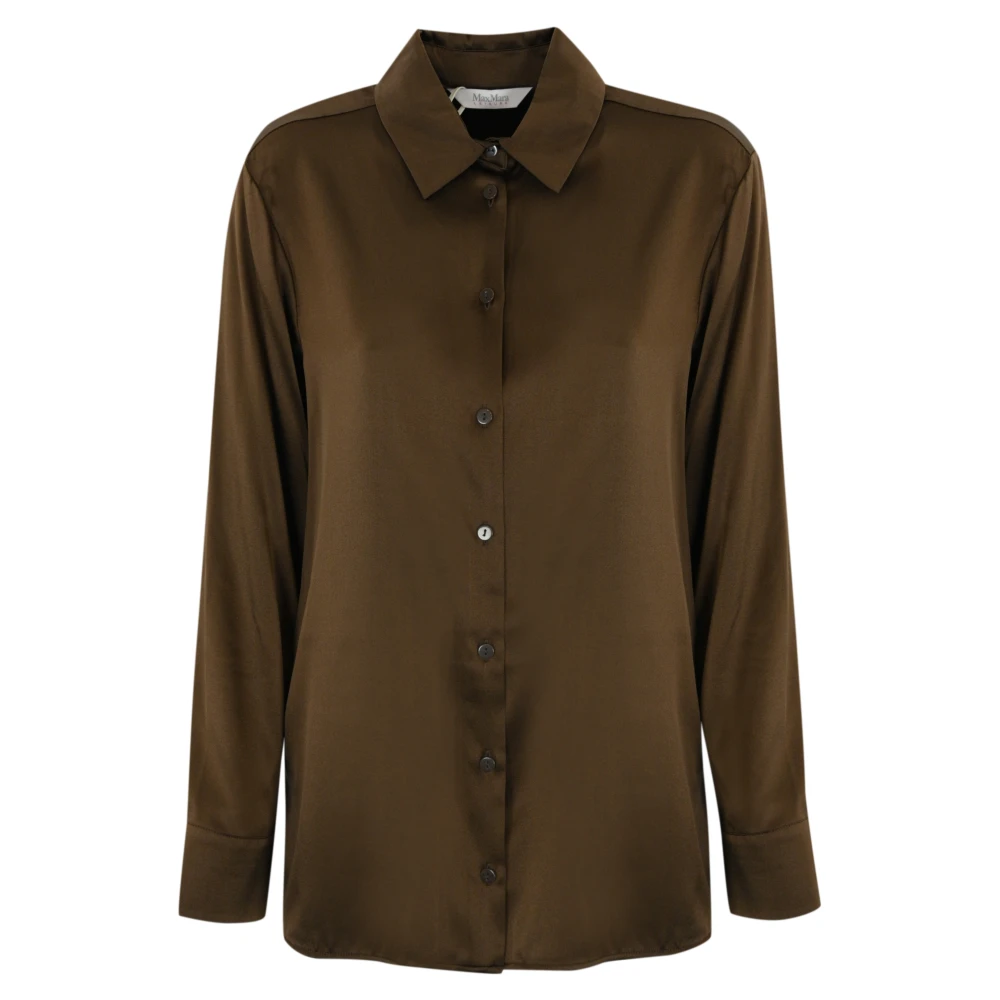 Max Mara Zijden bruine overhemd lange mouw geknoopt Brown Dames