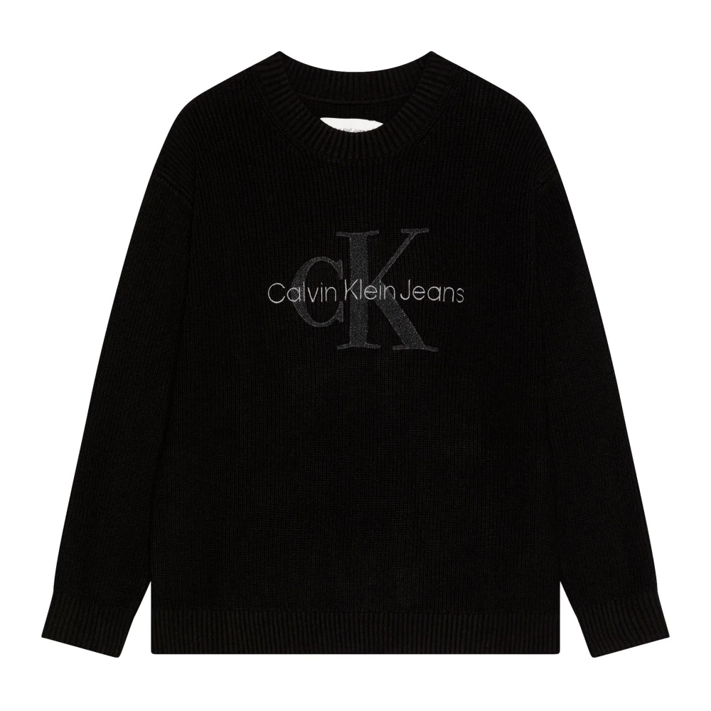 Calvin Klein Jeans Stickad topp med präglad logotyp Black, Unisex