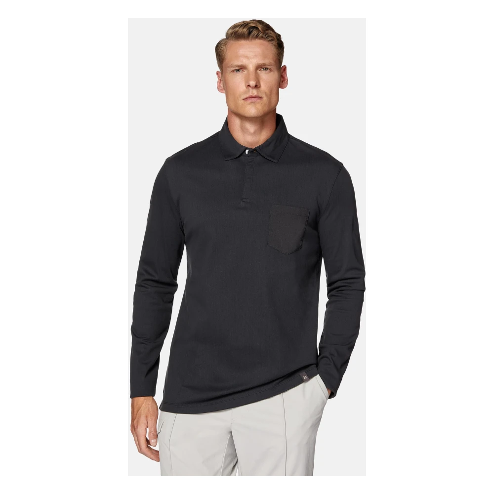 Boggi Milano High-Performance Piqué Polo Shirt Black Heren
