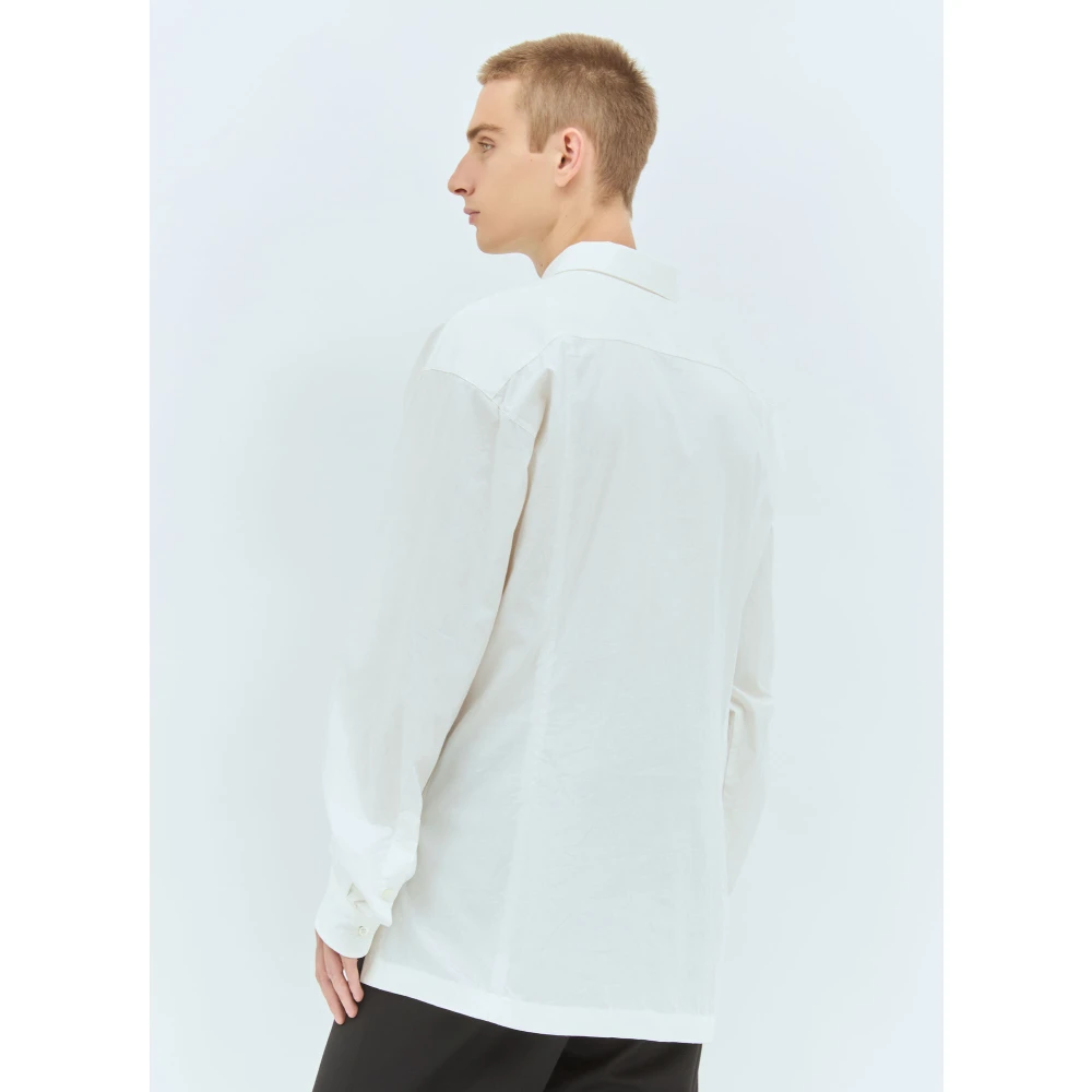Dries Van Noten Veiligheidsspeld Versierde Katoenen Overhemd White Heren