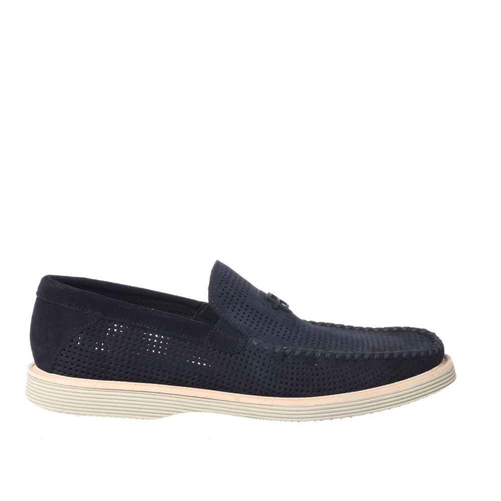 Baldinini Men's Blue Perforated Suede Loafer - Loafers - 7 Uk - Shoes