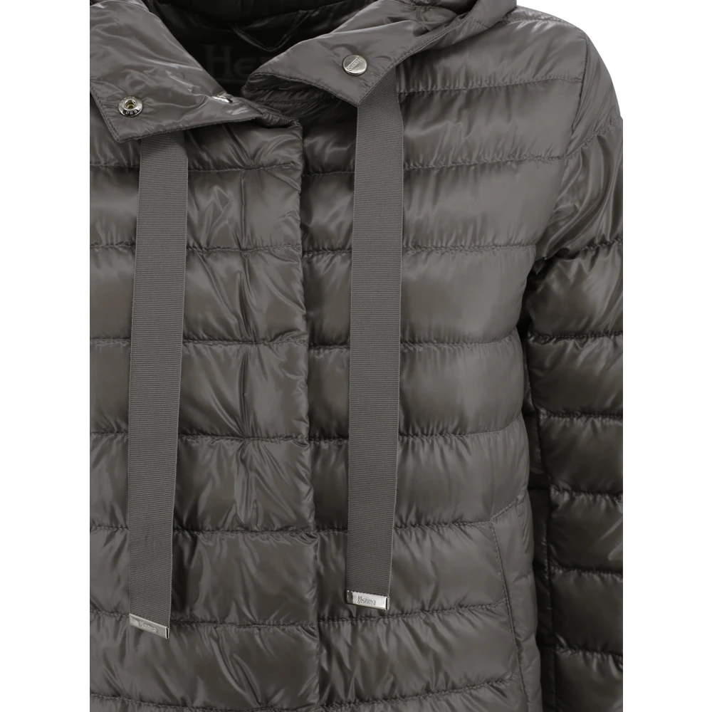 Herno Hooded jas met drukknoopsluiting Brown Dames