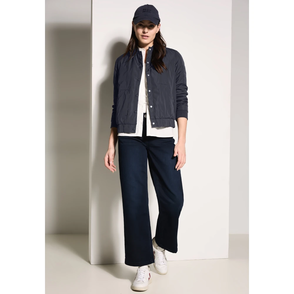cecil Moderne opstaande kraag knoopjas Blue Dames
