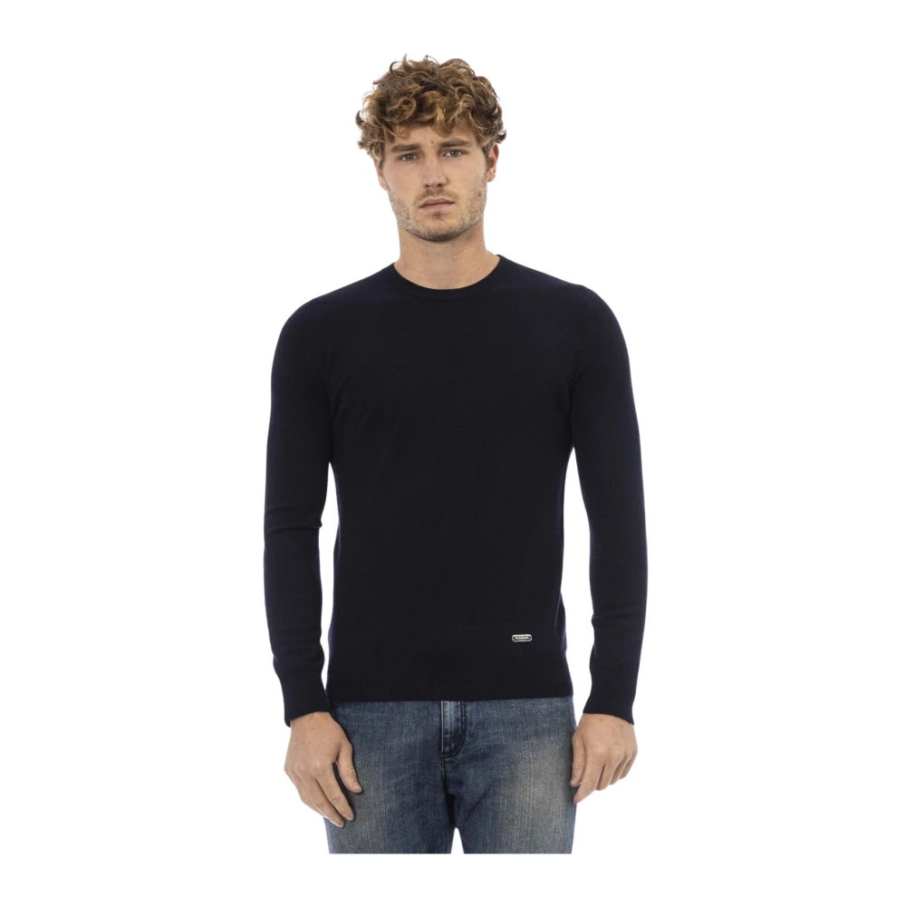 Baldinini Trendy Lange Mouw Crewneck Sweater Blue Heren