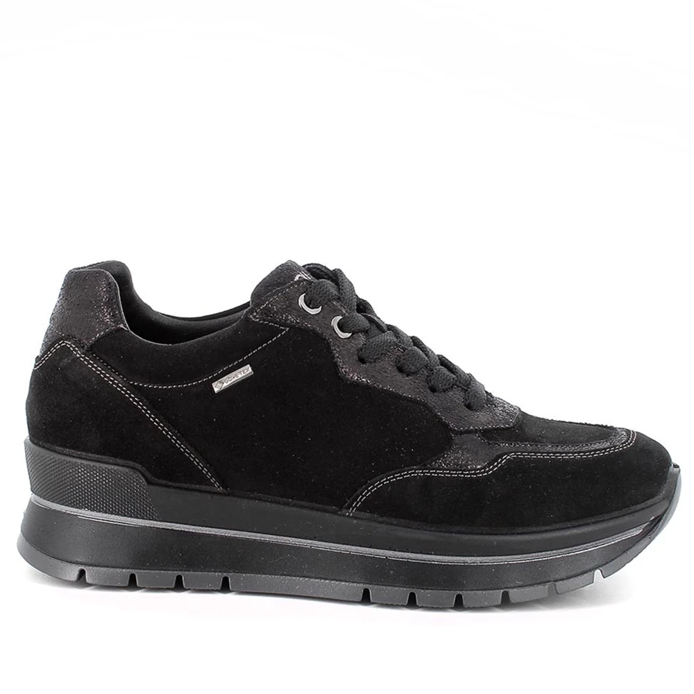 Igi&Co Zwarte Sneakers met Gore-Tex Voering Dames Schoenen