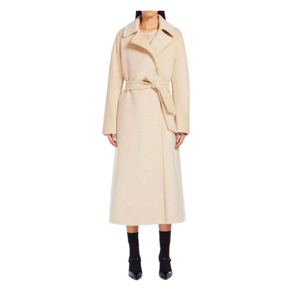 Max Mara Studio Elegante Wollen Jas Beige Dames