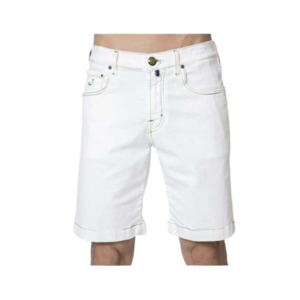 Jacob Cohën Vit Bermudashorts Med Färgade Sömmar