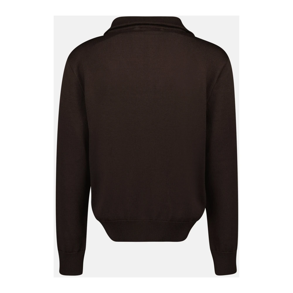 Courrèges Bruine Wollen Funnel Neck Trui Brown Heren