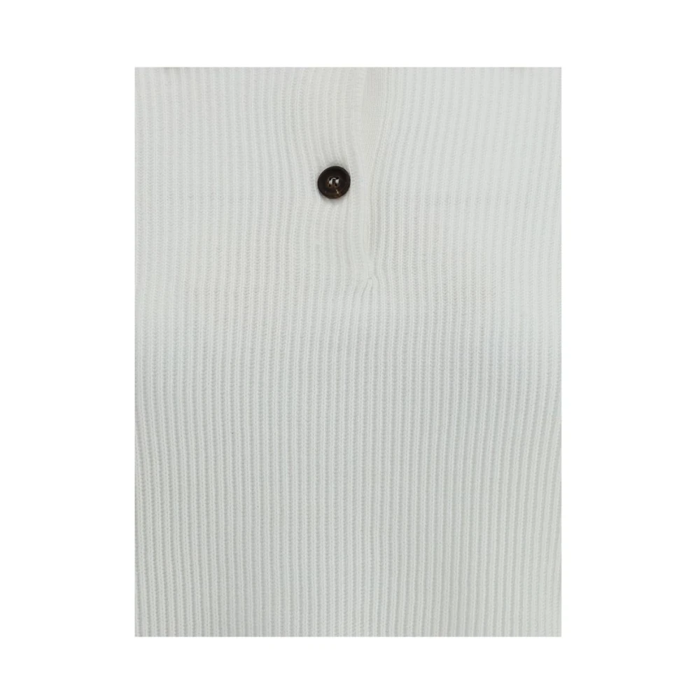 BRUNELLO CUCINELLI Elegante Katoenen Gebreide Trui met Klassieke Kraag White Dames