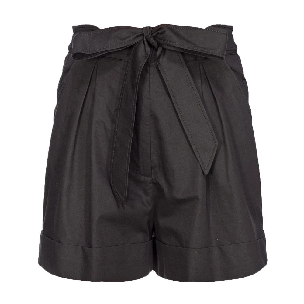Pinko Zwarte Katoenen Poplin Geplooide Shorts Black Dames