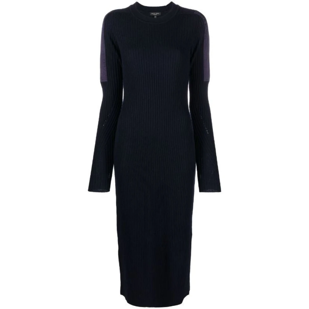 Rag & Bone Blauwe Wollen Midi Jurk Blue Dames