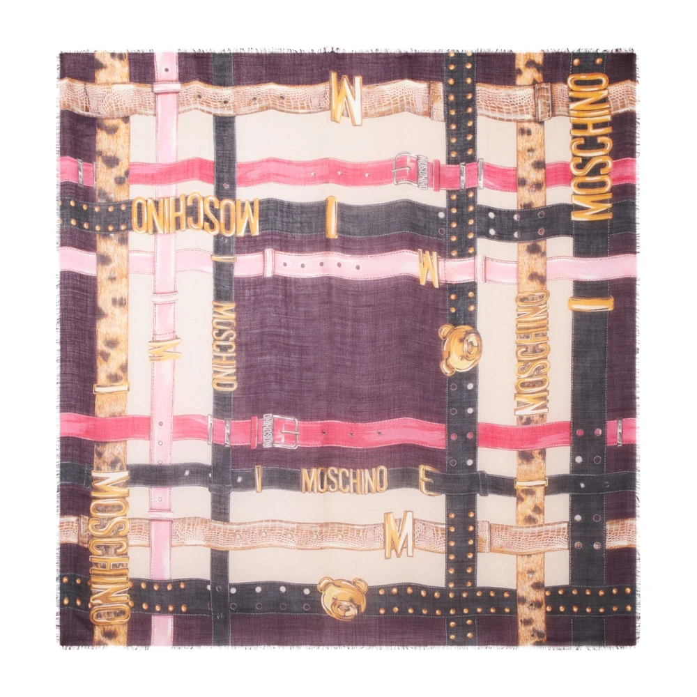 Moschino Zijden Vierkante Sjaal met Merkprint Multicolor Unisex