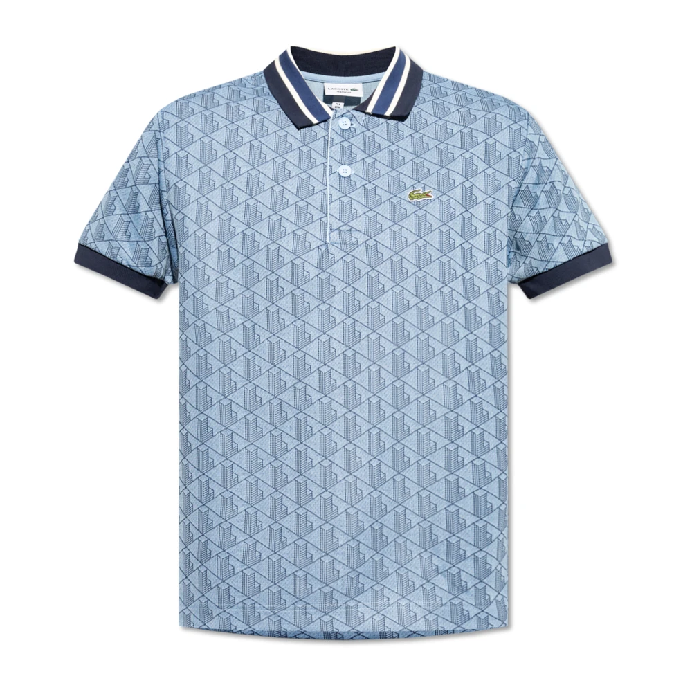 Lacoste Polo met monogram Blue Heren