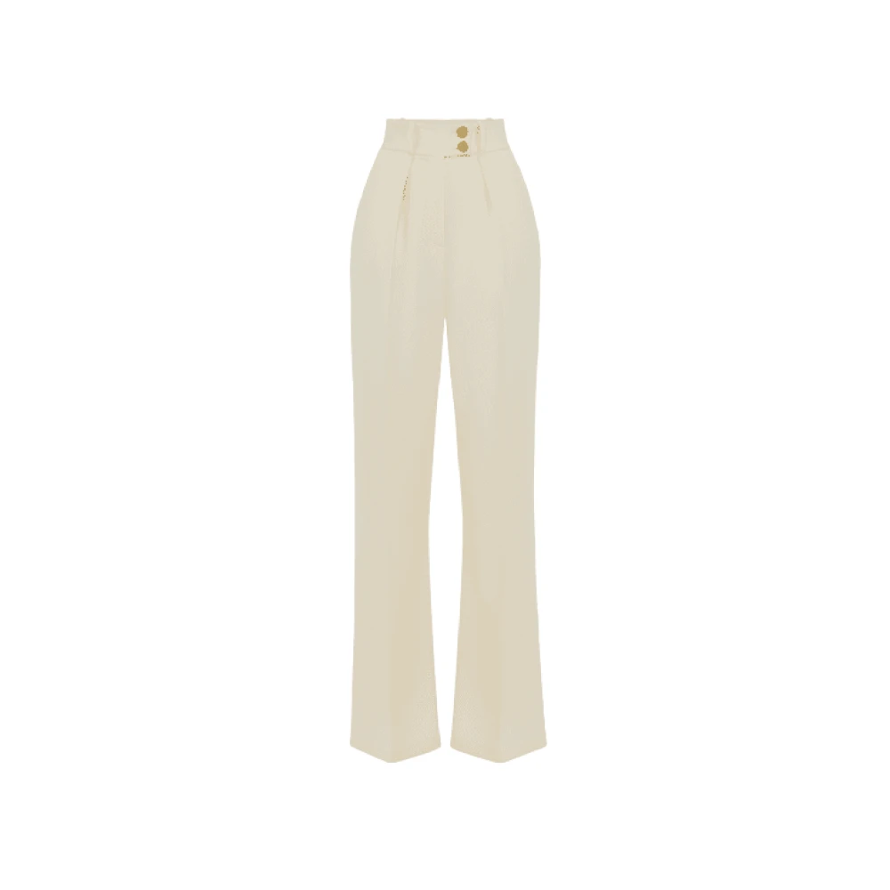 Elisabetta Franchi Soepele Crêpe Broek met Gouden Knopen White Dames