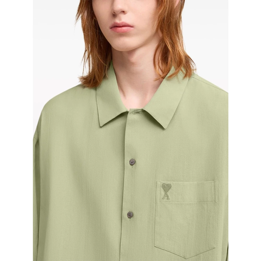 Ami Paris Short Sleeve Shirts Green Heren