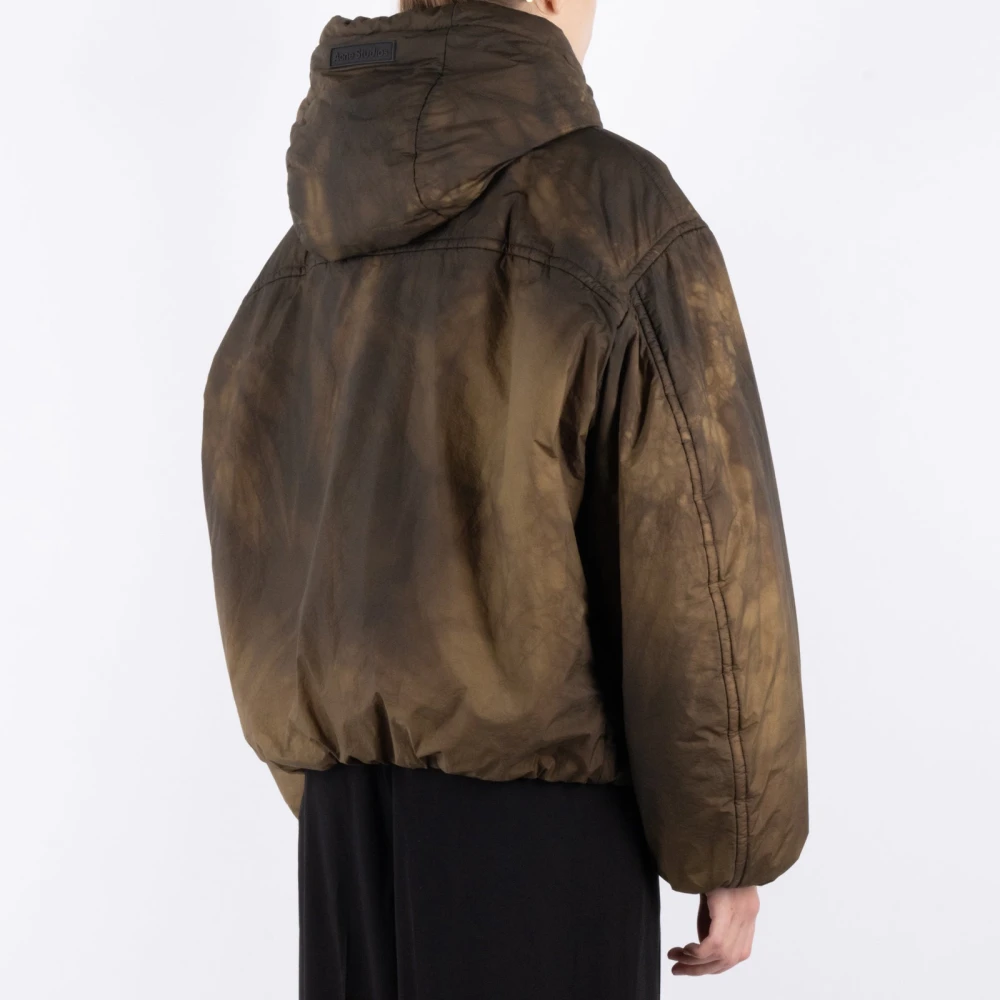 Acne Studios Beige Zwart Nylon Jas Brown Dames