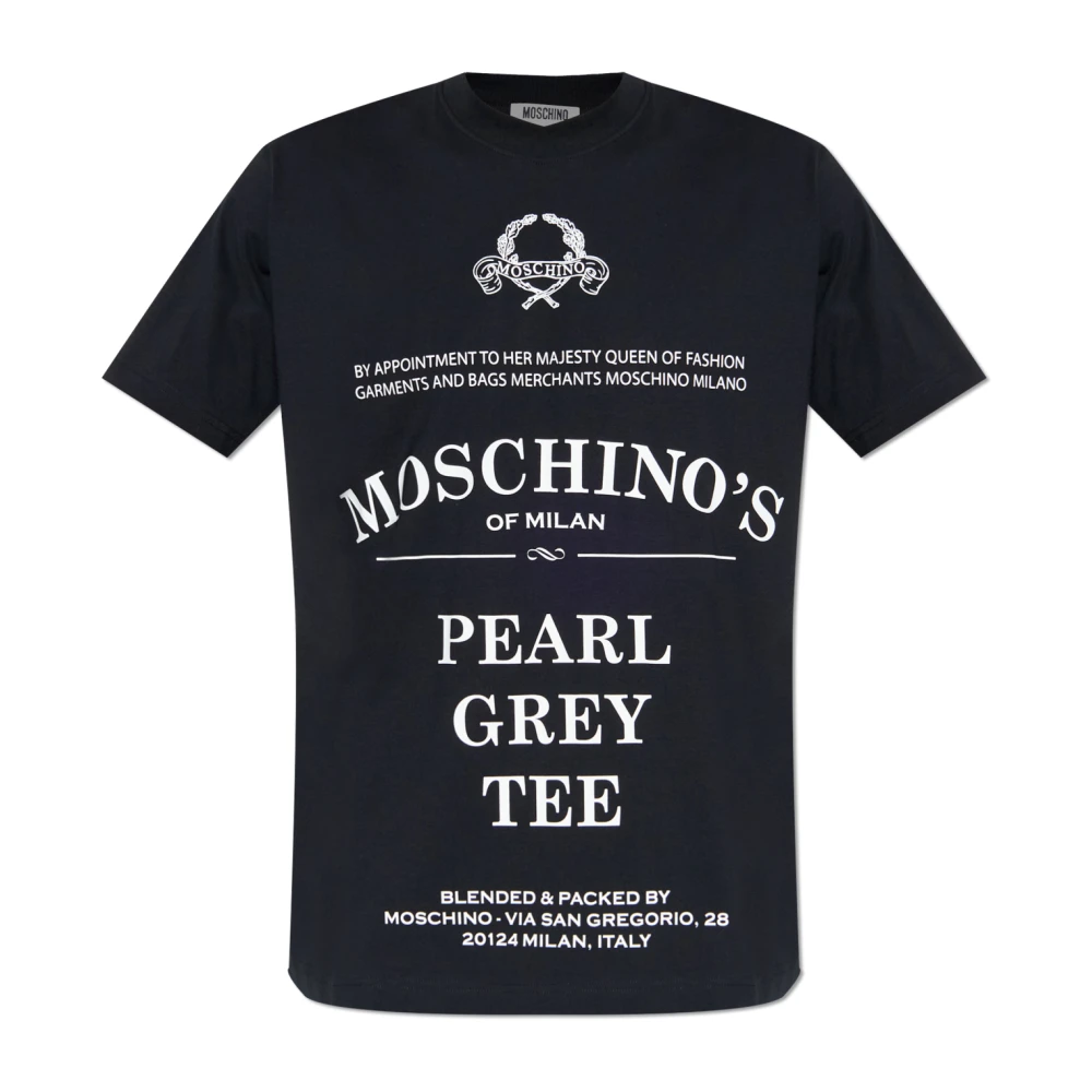 Moschino Men's Black T-Shirt With Print - T-Shirts - L - Tops