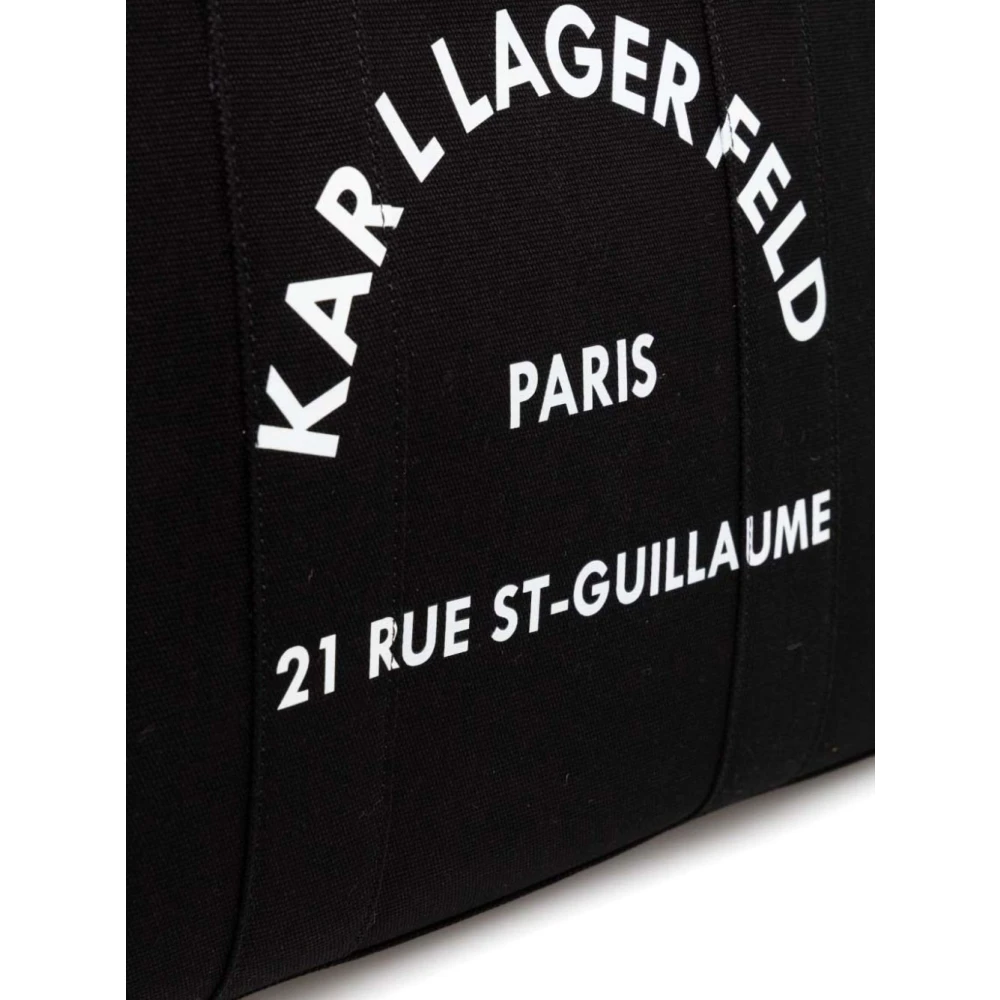 Karl Lagerfeld Tote L Zwart Canvas Cirkelvormig Logo Black Dames