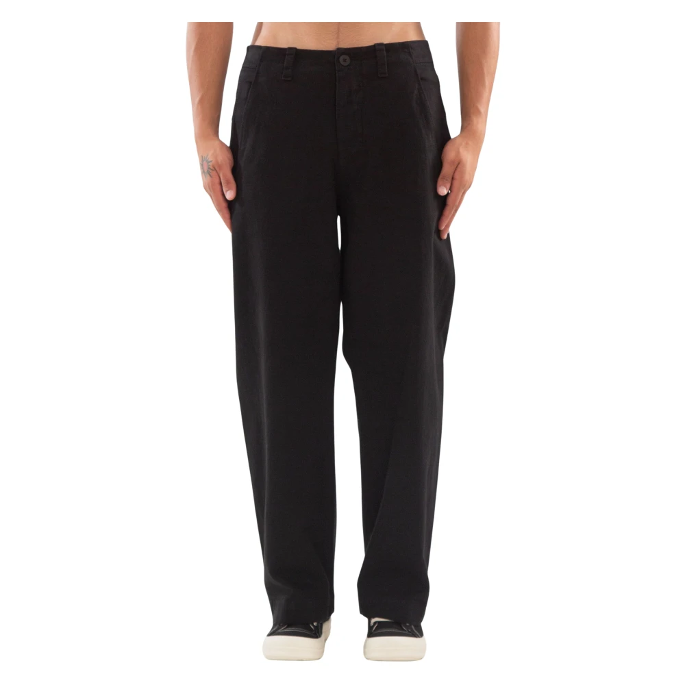 Transit Losse Katoen Wol Broek Black Heren