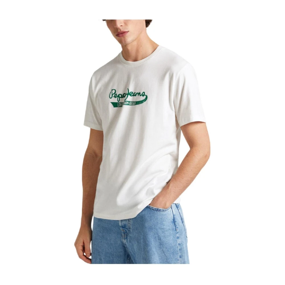 Pepe Jeans Men's White T-Shirts, 2XL, Claude T-Shirt