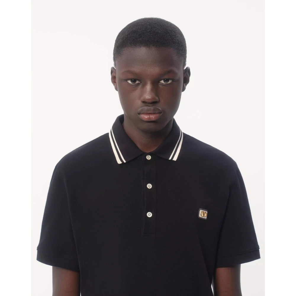 Valentino Katoenen polo met VLogo-patch Black Heren