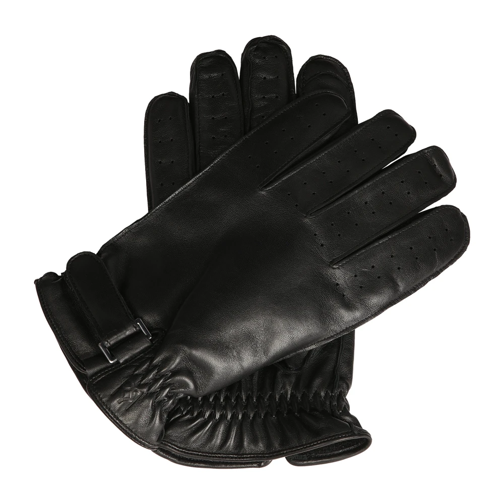Kazar Zwarte herenhandschoenen met perforaties op de vingers Black Heren
