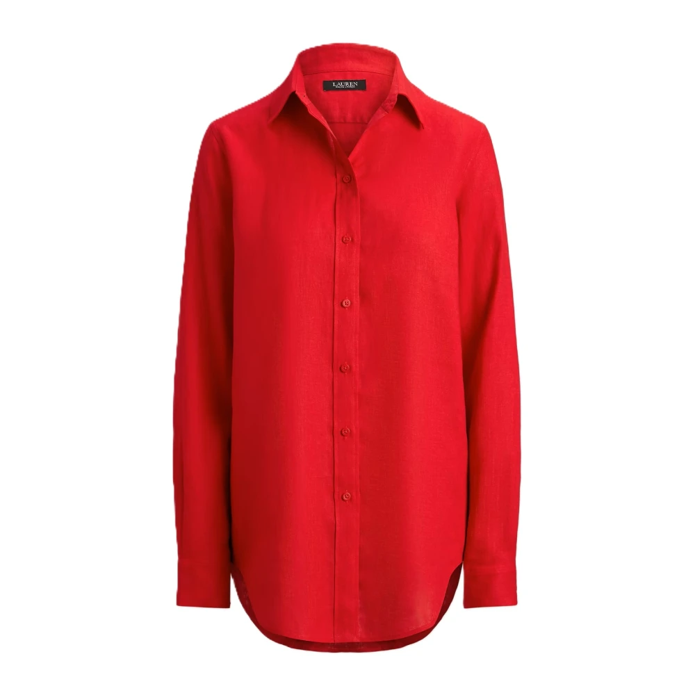 Ralph Lauren Red Shirts, Female, S, Karrie Long Sleeve Shirt Tissue Linen