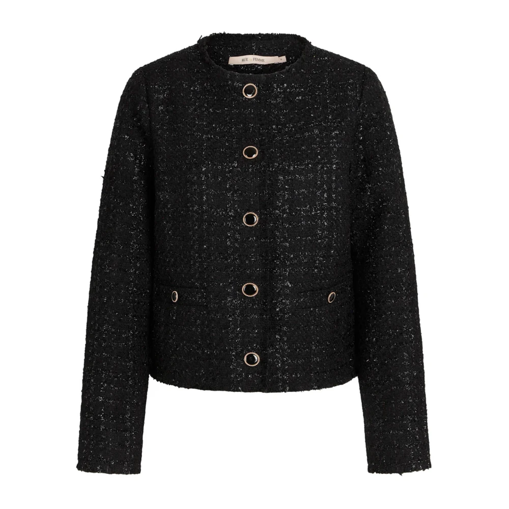 RUE de Femme Moderne Gewatteerde Zwarte Jas Black Dames