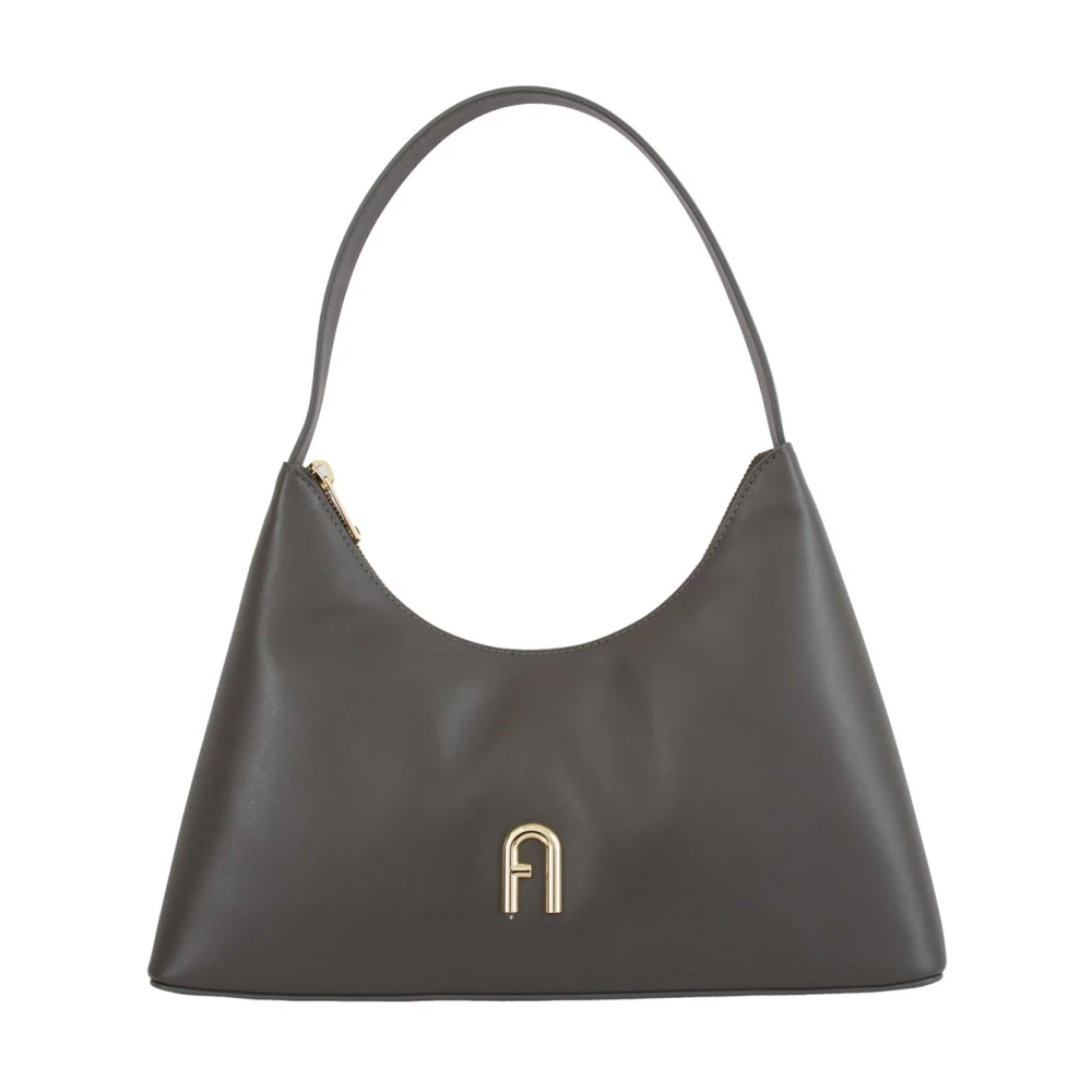 Furla Vrouw Grijs Tassen Dames, One Size, Leer, Diamante Schoudertas