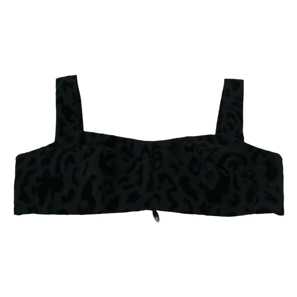 Dolce & Gabbana Leopard Cropped Bustier Corset Bra Top Black Dames