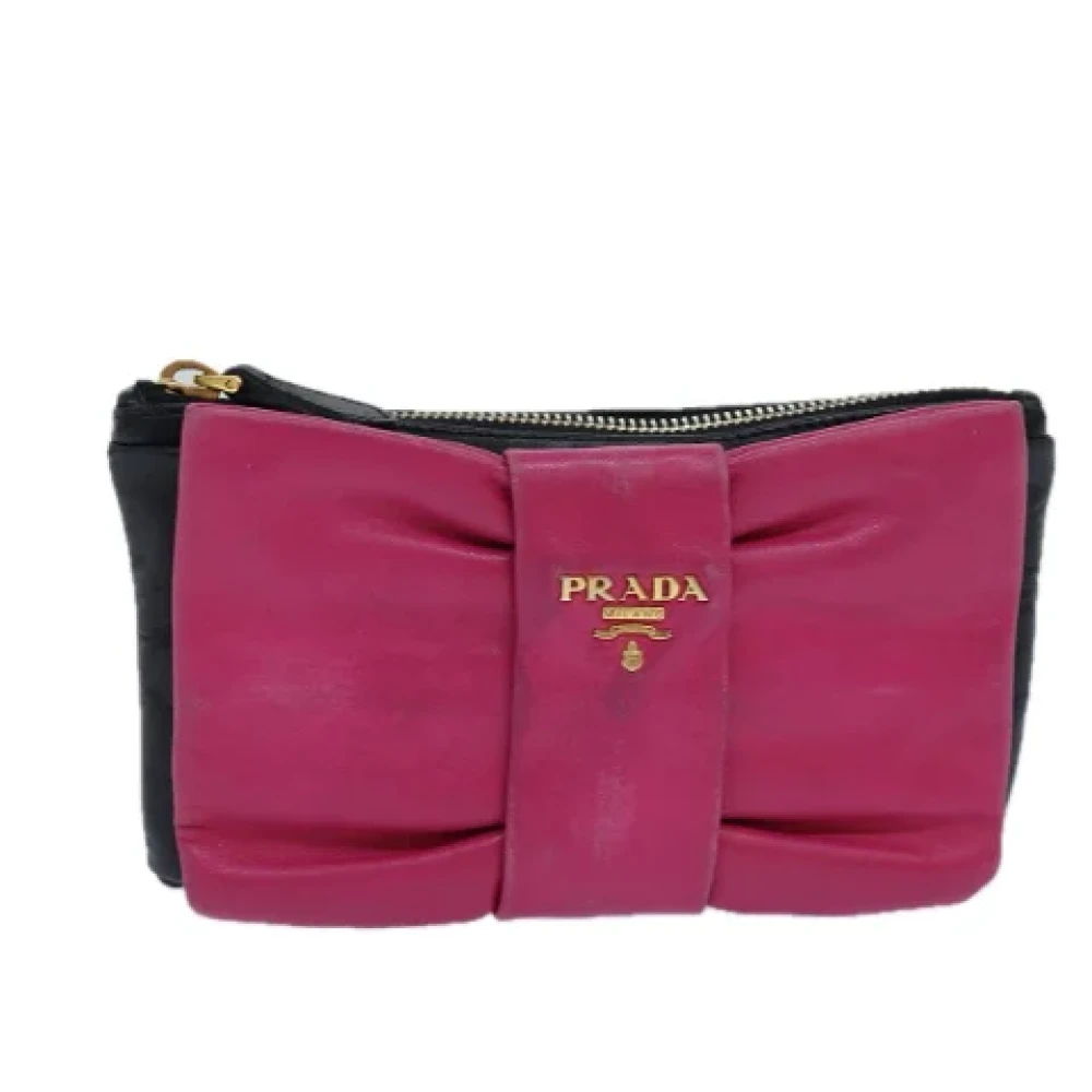 Prada Vintage Pre-owned Leather pouches Black Dames