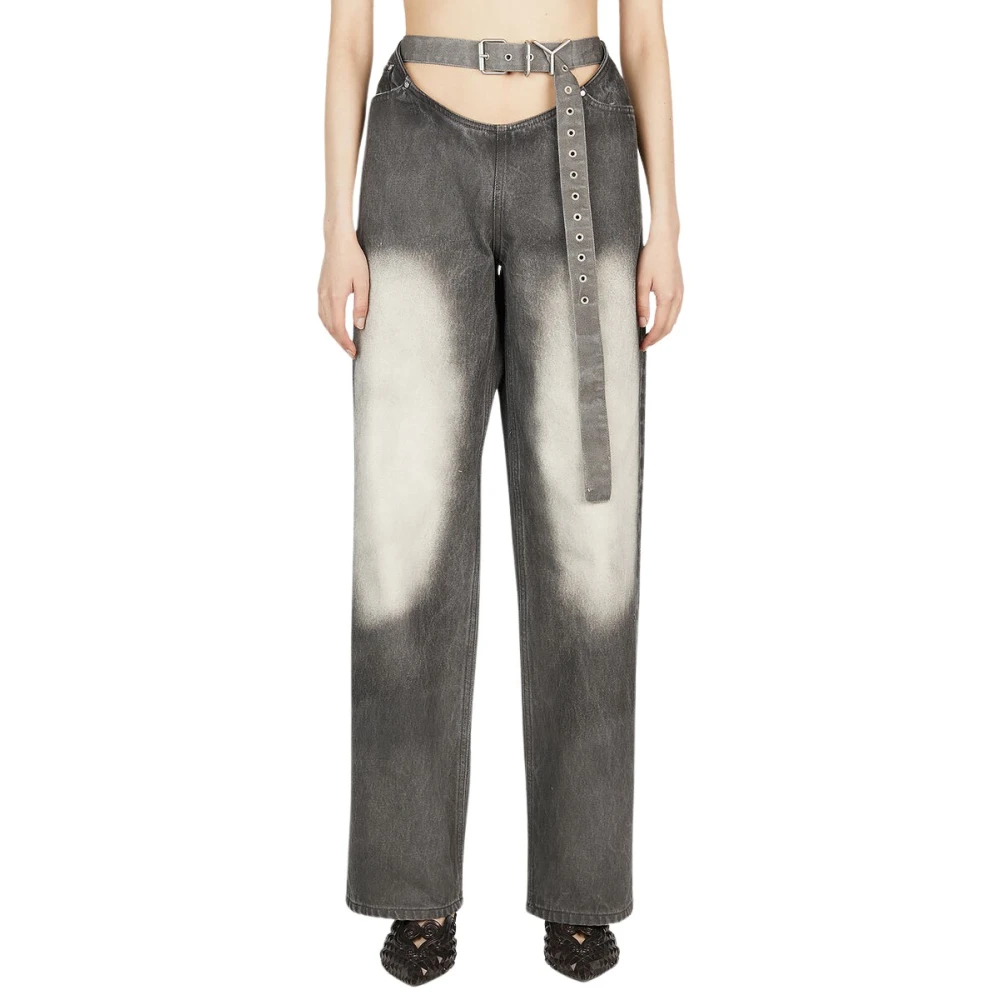 Y/Project Arc Jeans med bälte och syra tvätt Gray, Dam
